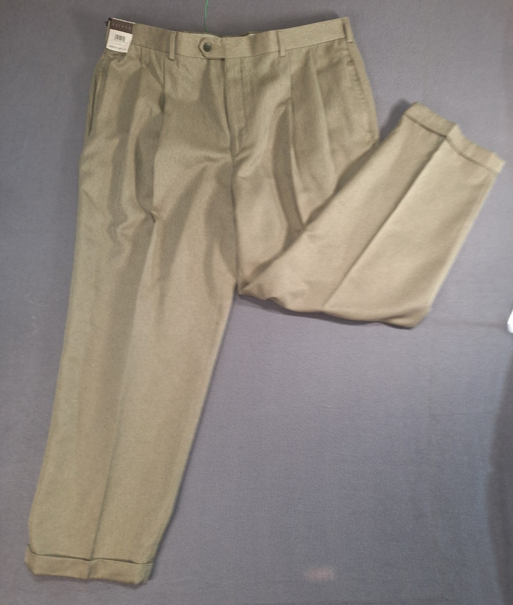 Savane Mens Silkworks Pleated Dress Pants Tweed Size 40x30 Corpcore Academia